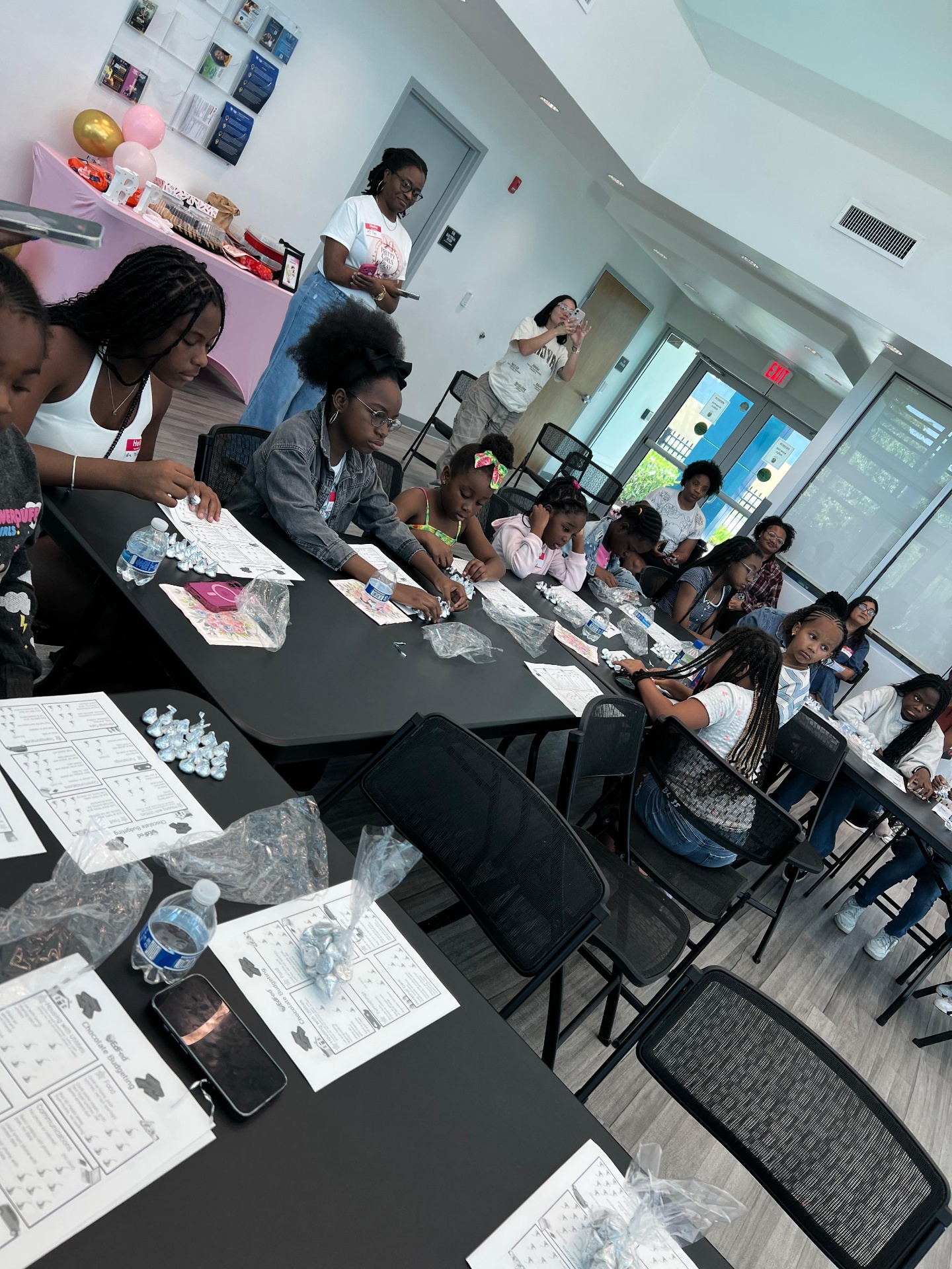 Girls gathered at the financial workshop