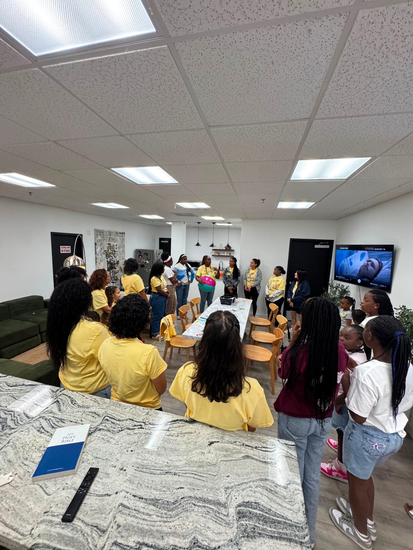 Girls gathered together at a monthly meet up