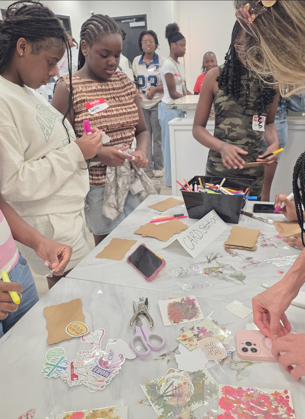 Card-making station for community service